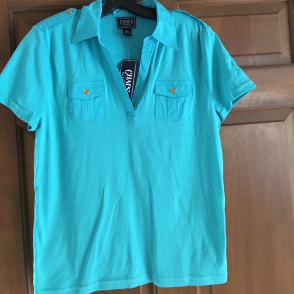 NWT collared shirt sleeve teal knit top